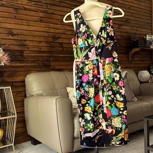 New, silk floral evening dress